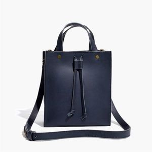 Madewell Passenger Crossbody Leather Tote Purse Navy Blue